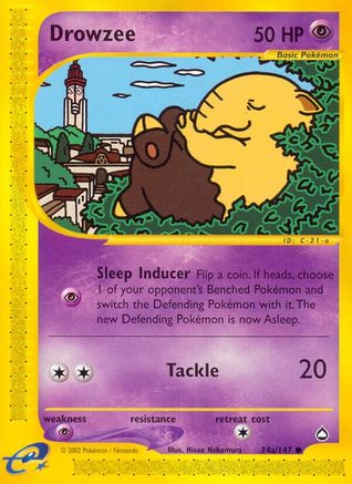Drowzee (74a) (74a) 74a  - Reverse Holofoil Aquapolis - Common