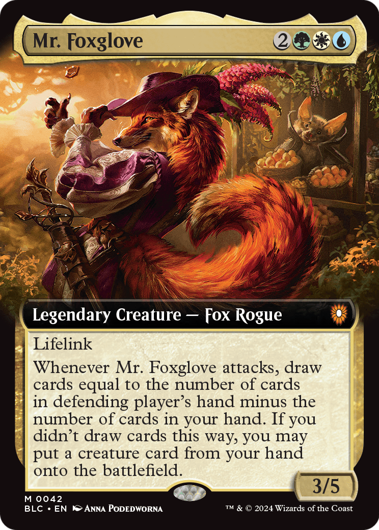 Mr. Foxglove (Extended Art) (BLC-042) - Bloomburrow Commander: (Extended Art)