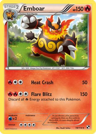 Emboar (19)/114  - Reverse Holofoil Black and White - Holo Rare
