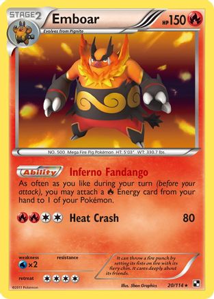 Emboar (20)/114  - Reverse Holofoil Black and White - Holo Rare