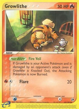 Growlithe 065  - Reverse Holofoil Sandstorm - Common
