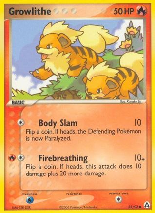 Growlithe 055  - Reverse Holofoil Legend Maker - Common