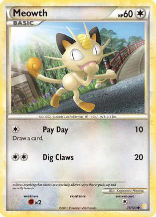 Meowth 075  HeartGold SoulSilver - Common