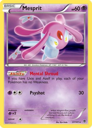Mesprit 037  - Reverse Holofoil Plasma Blast - Holo Rare