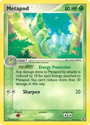 Metapod  - Reverse Holofoil FireRed & LeafGreen - Uncommon
