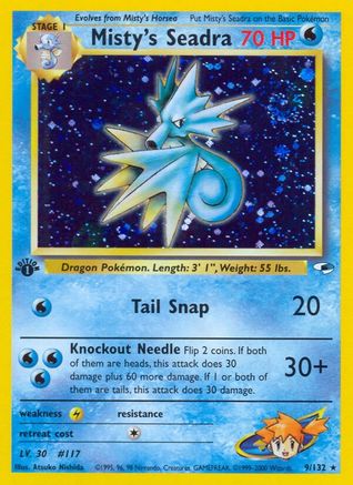 Misty's Seadra 009  - 1st Edition Holofoil Gym Heroes - Holo Rare