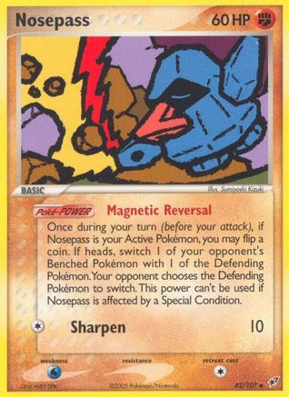 Nosepass  - Reverse Holofoil Deoxys - Uncommon