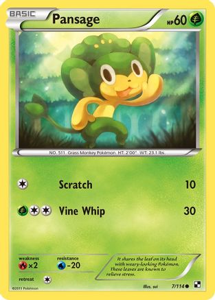 Pansage  - Reverse Holofoil Black and White - Common