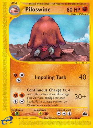 Piloswine (43)  - Reverse Holofoil Skyridge - Uncommon