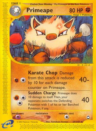 Primeape  - Reverse Holofoil Aquapolis - Rare