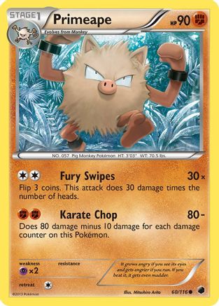 Primeape 060  - Reverse Holofoil Plasma Freeze - Common