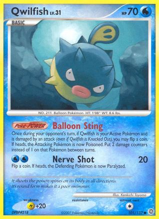 Qwilfish  - Reverse Holofoil Secret Wonders - Common