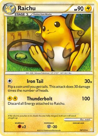 Raichu 010  - Reverse Holofoil HeartGold SoulSilver - Holo Rare