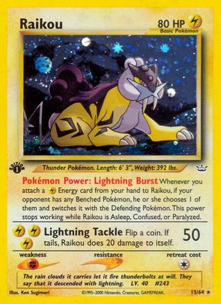 Raikou (13)/64  - 1st Edition Holofoil Neo Revelation - Holo Rare