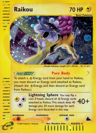 Raikou (H26)  - Holofoil Skyridge - Holo Rare