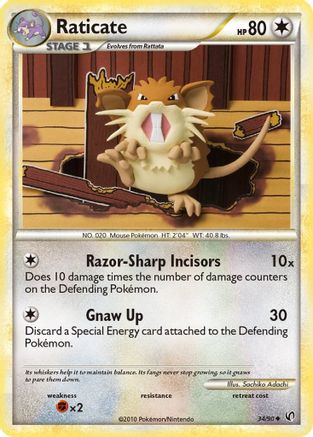 Raticate 034  - Reverse Holofoil Undaunted - Uncommon