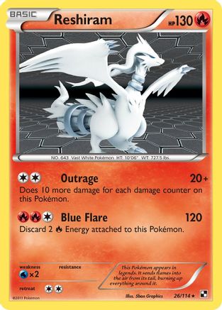 Reshiram 026/114  - Reverse Holofoil Black and White - Holo Rare