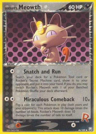 Rocket's Meowth 046  - Reverse Holofoil Team Rocket Returns - Uncommon