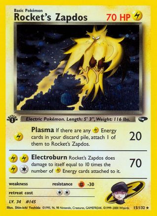 Rocket's Zapdos  - 1st Edition Holofoil Gym Challenge - Holo Rare