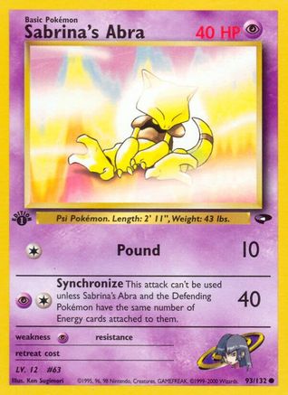 Sabrina's Abra (93) (93) 093  - 1st Edition Gym Challenge - Common
