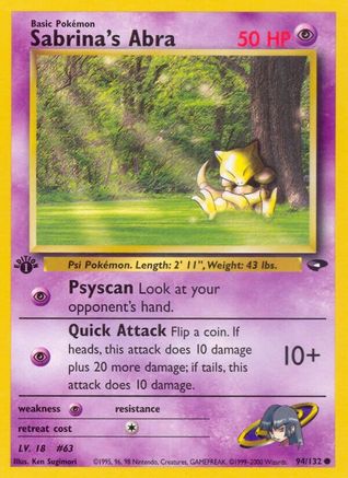 Sabrina's Abra (94) (94) 094  - 1st Edition Gym Challenge - Common