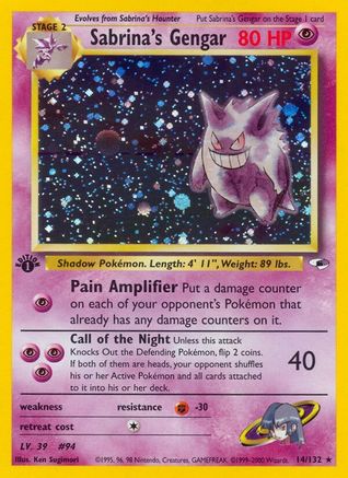Sabrina's Gengar 014  - 1st Edition Holofoil Gym Heroes - Holo Rare