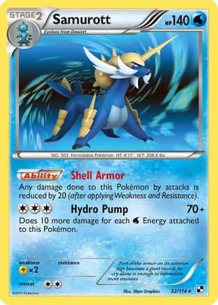 Samurott (32) (32) 032/114  - Reverse Holofoil Black and White - Holo Rare