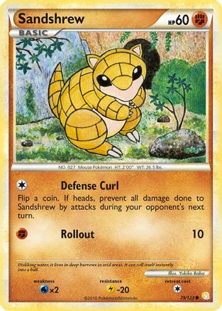 Sandshrew 079  - Reverse Holofoil HeartGold SoulSilver - Common