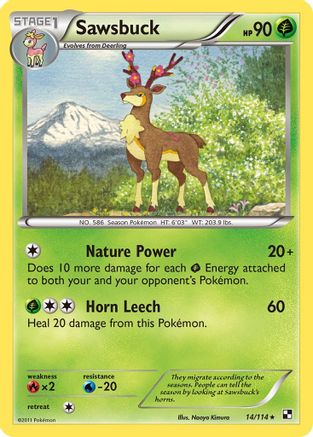 Sawsbuck 014  - Reverse Holofoil Black and White - Rare