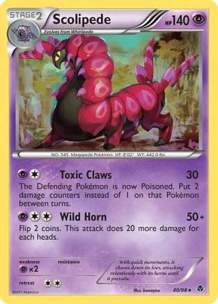 Scolipede  - Reverse Holofoil Emerging Powers - Rare