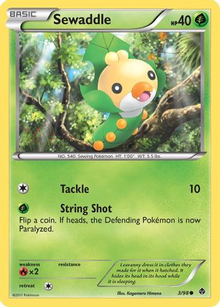 Sewaddle (3)  - Reverse Holofoil Emerging Powers - Common
