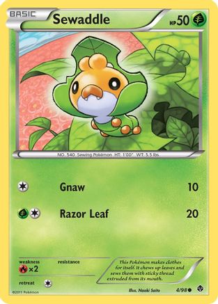 Sewaddle (4)  - Reverse Holofoil Emerging Powers - Common