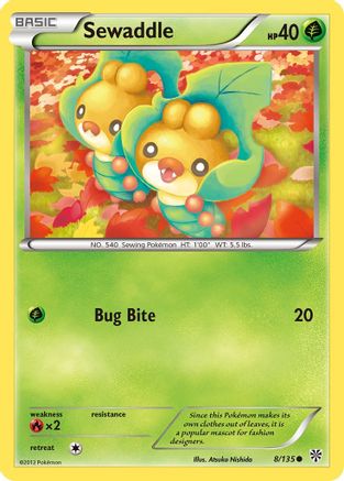 Sewaddle  - Reverse Holofoil Plasma Storm - Common