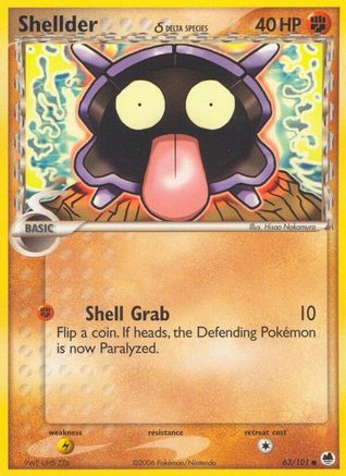 Shellder (Delta Species) 063  - Reverse Holofoil Dragon Frontiers - Common
