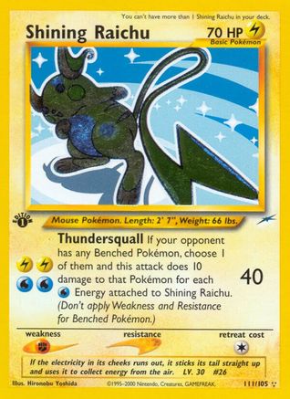 Shining Raichu  - 1st Edition Holofoil Neo Destiny - Secret Rare