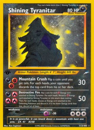 Shining Tyranitar  - 1st Edition Holofoil Neo Destiny - Secret Rare