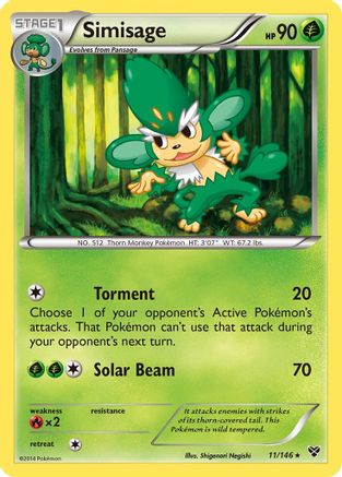 Simisage  - Reverse Holofoil XY Base Set - Rare