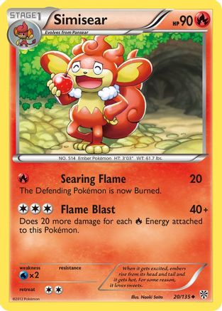 Simisear  - Reverse Holofoil Plasma Storm - Uncommon