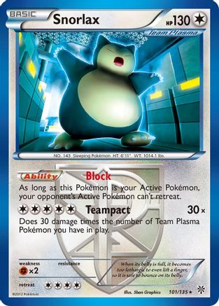 Snorlax (Team Plasma) 101  Plasma Storm - Rare