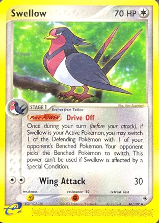 Swellow/109  - Reverse Holofoil Ruby and Sapphire - Uncommon