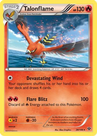 Talonflame 028  - Holofoil XY Base Set - Holo Rare