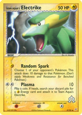 Team Aqua's Electrike - 27/95/95  - Reverse Holofoil Team Magma vs Team Aqua - Uncommon