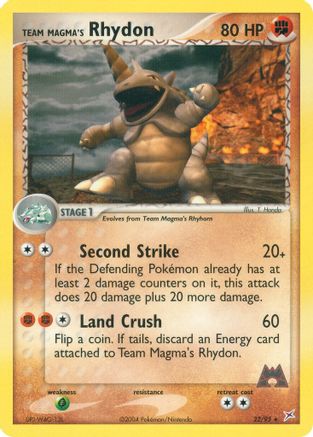 Team Magma's Rhydon - 22/95/95  - Reverse Holofoil Team Magma vs Team Aqua - Rare