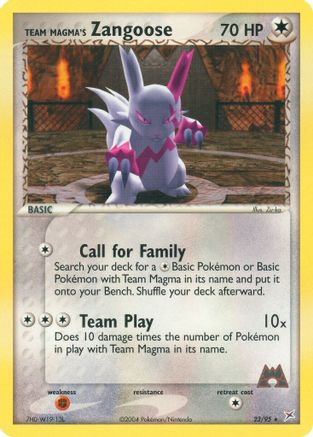 Team Magma's Zangoose  - Reverse Holofoil Team Magma vs Team Aqua - Rare