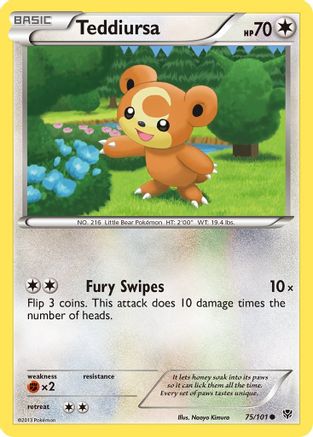 Teddiursa 075  - Reverse Holofoil Plasma Blast - Common
