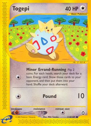 Togepi 114/147  - Reverse Holofoil Aquapolis - Common