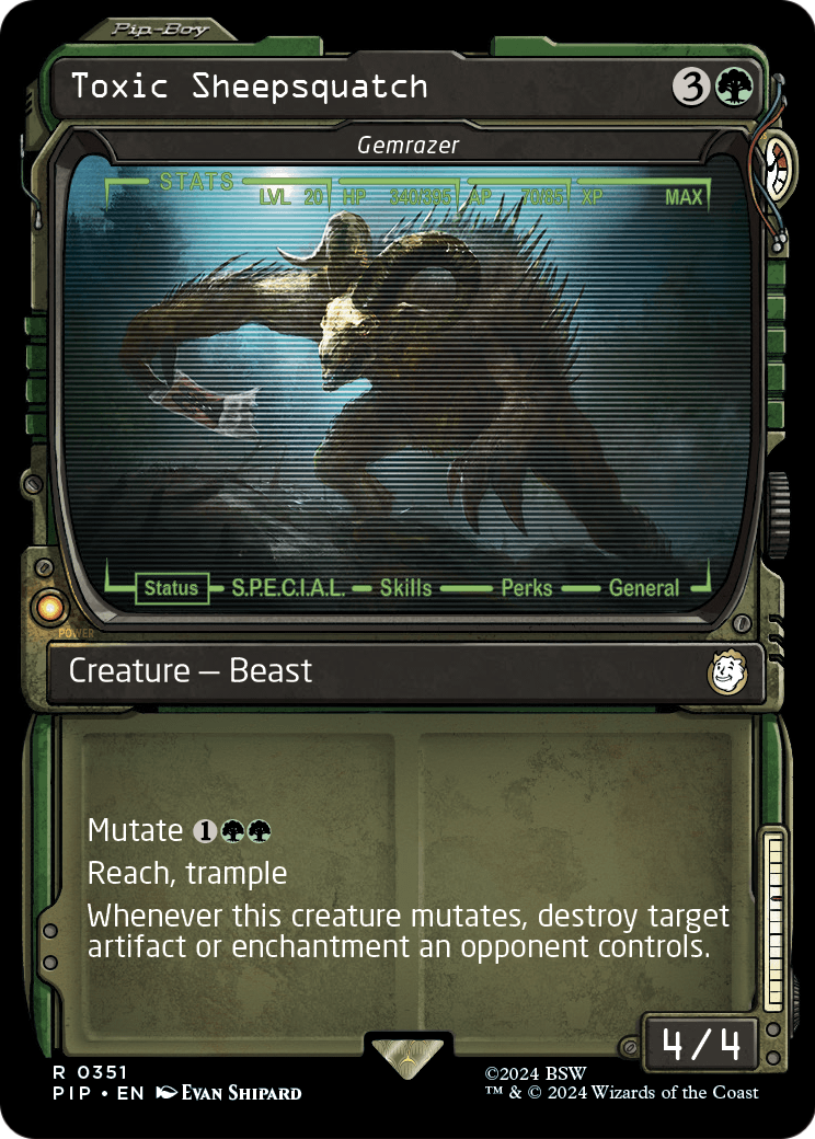 Toxic Sheepsquatch - Gemrazer (Showcase) (PIP-351) - Fallout / Toxic Sheepsquatch: (Showcase) Foil