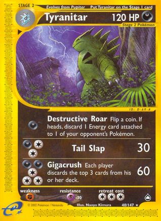 Tyranitar  - Reverse Holofoil Aquapolis - Rare