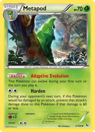 Metapod 002  - Reverse Holofoil XY  Flashfire - Uncommon