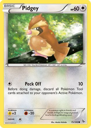 Pidgey 075  - Reverse Holofoil XY  Flashfire - Common